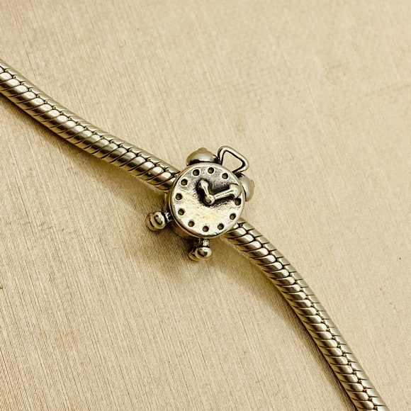 EUC Pandora 790449 Sterling Silver Clock Charm - HTF - Picture 5 of 9